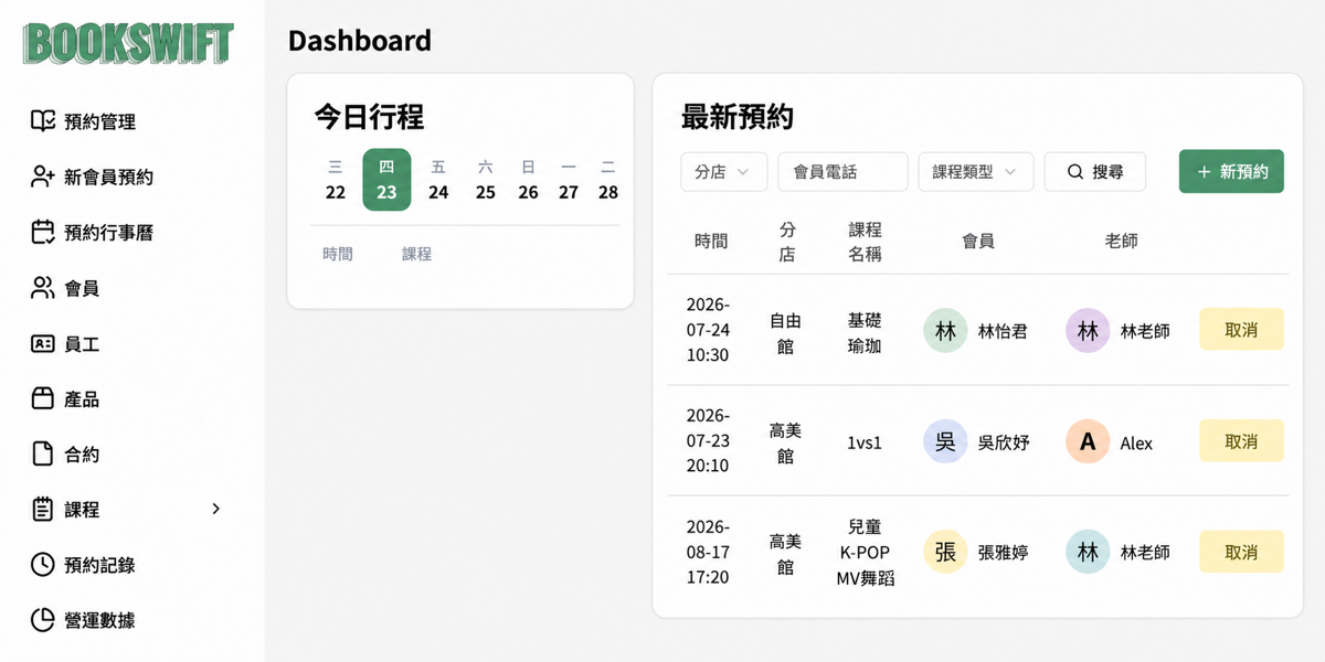 BookSwift 預約系統 product preview